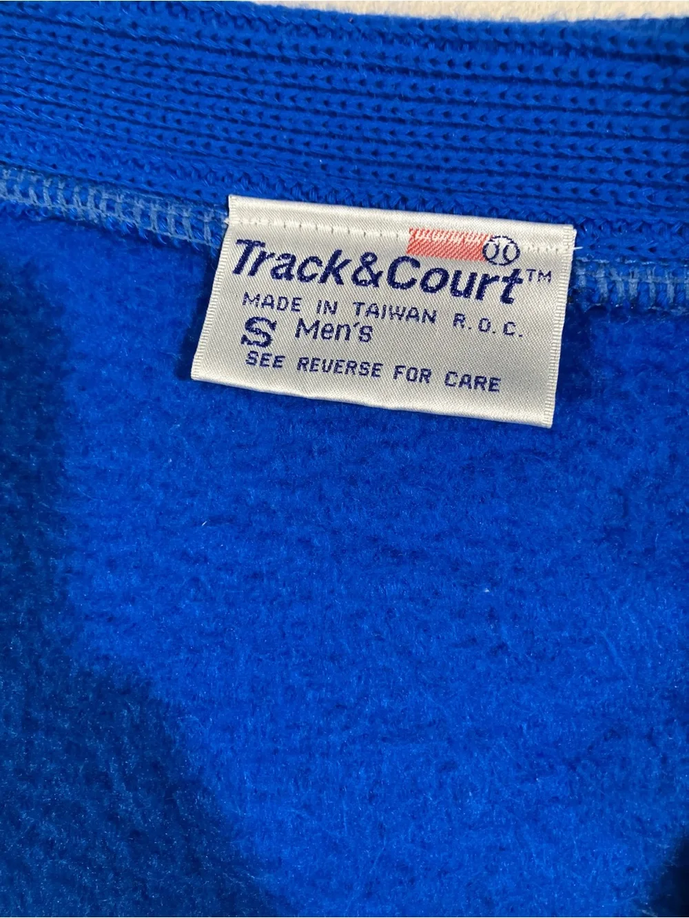 Vtg 80s Track & Court Cobalt Blue V Neck Sweater Pullover Mens S Athletic